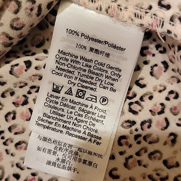 Donna Karan leopard print tie neck sleeveless blouse L - Picture 7 of 8